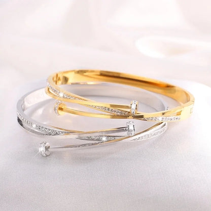 Elegant French Style Classic Style Solid Color 304 Stainless Steel Bangle In Bulk
