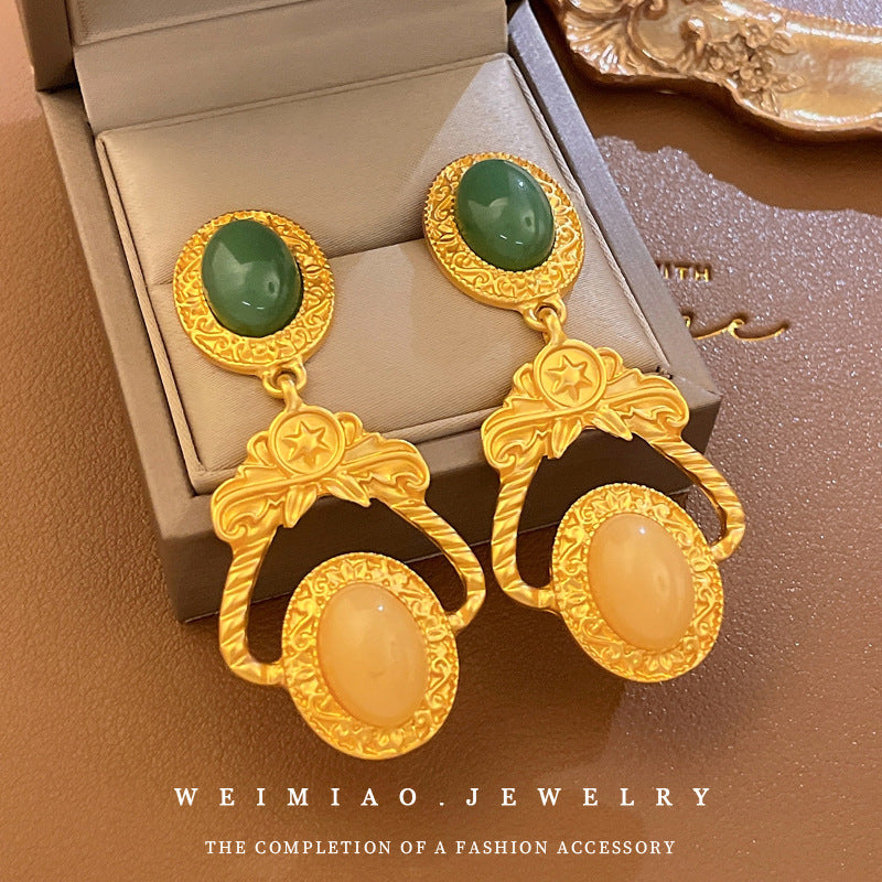 2 Pieces Mid-century Modern Round Geometric Copper Electroplating Earrings