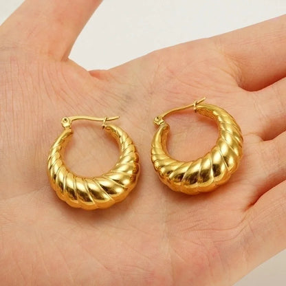 1 Pair Retro Solid Color Plating 304 Stainless Steel 18K Gold Plated Earrings