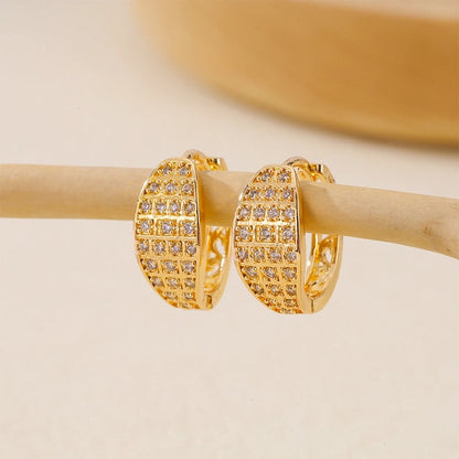 1 Pair Minimalist Solid Color Copper Zircon Earrings