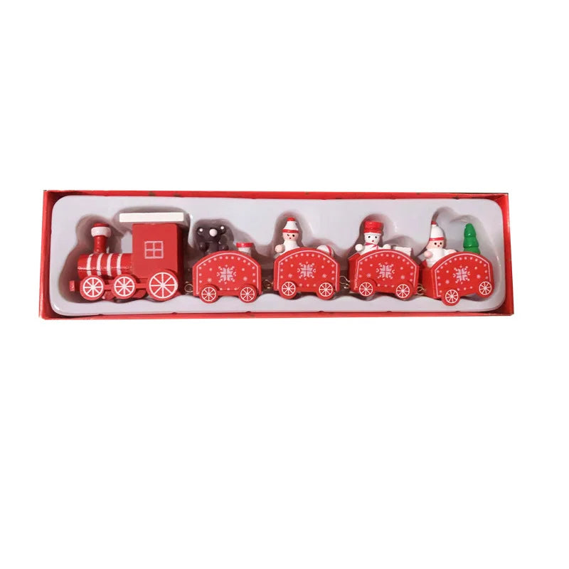 Christmas Wooden Train For Children Kindergarten Christmas Holiday Gift Window Display