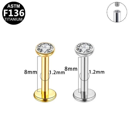 1 Piece Ear Cartilage Rings & Studs Elegant Heart Shape Pure Titanium Titanium Alloy Plating Zircon 14K Gold Plated White Gold Plated Lip Rings Ear Cartilage Rings & Studs