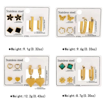 1 Set Casual Elegant Heart Shape Flower Butterfly 304 Stainless Steel Drop Earrings Ear Studs