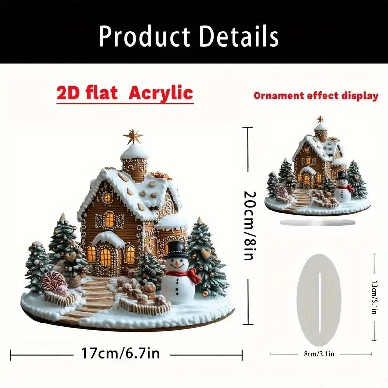 Christmas Minimalist Classic Style Christmas House Santa Claus Snowman Arylic Party Hanging Ornaments Decorations Table Decoration
