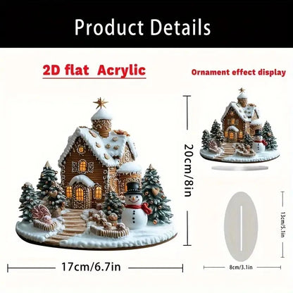 Christmas Minimalist Classic Style Christmas House Santa Claus Snowman Arylic Party Hanging Ornaments Decorations Table Decoration