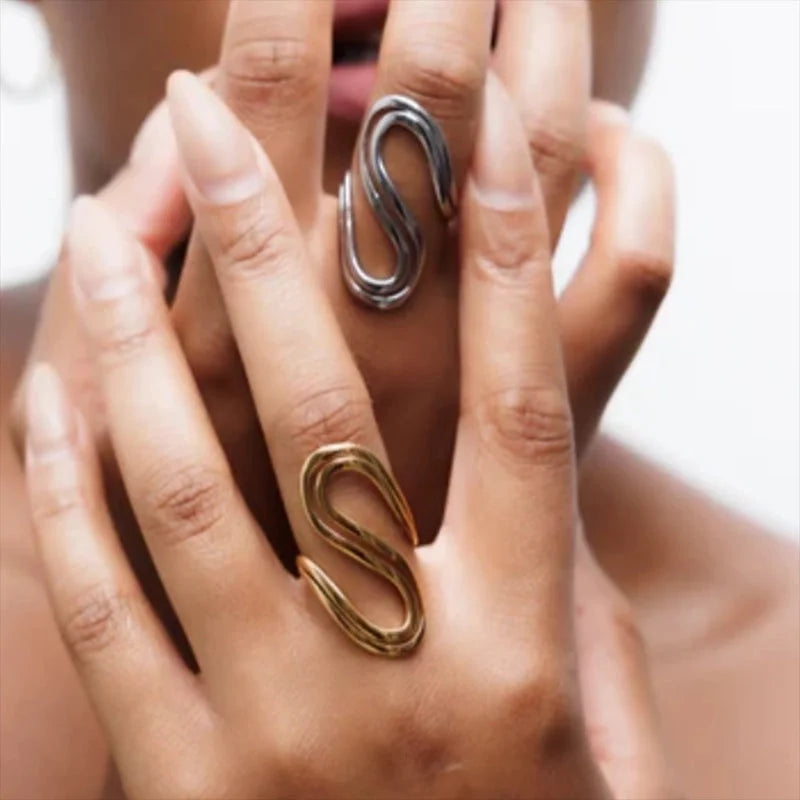 Minimalist Classic Style Geometric 304 Stainless Steel Open Rings