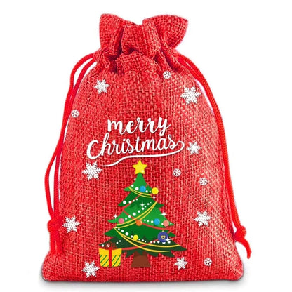 Christmas Cute Santa Claus Letter Snowman Linen Party Festival Gift Bags