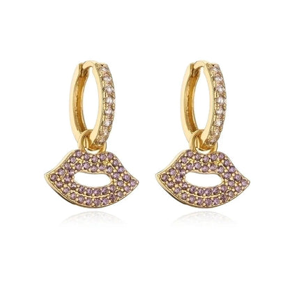 1 Pair Minimalist Fish Tail Copper Inlay Rhinestones Drop Earrings