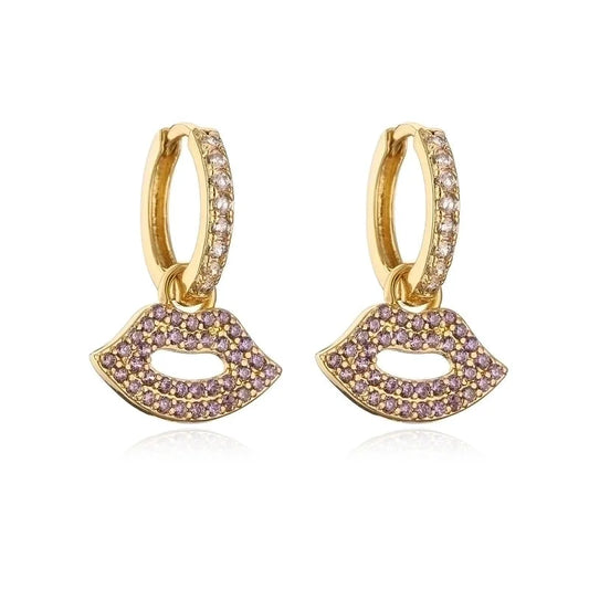 1 Pair Minimalist Fish Tail Copper Inlay Rhinestones Drop Earrings