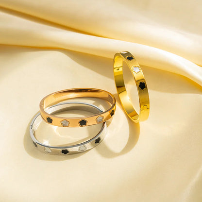 Ellipse Titanium Steel 18K Gold Plated Bangles