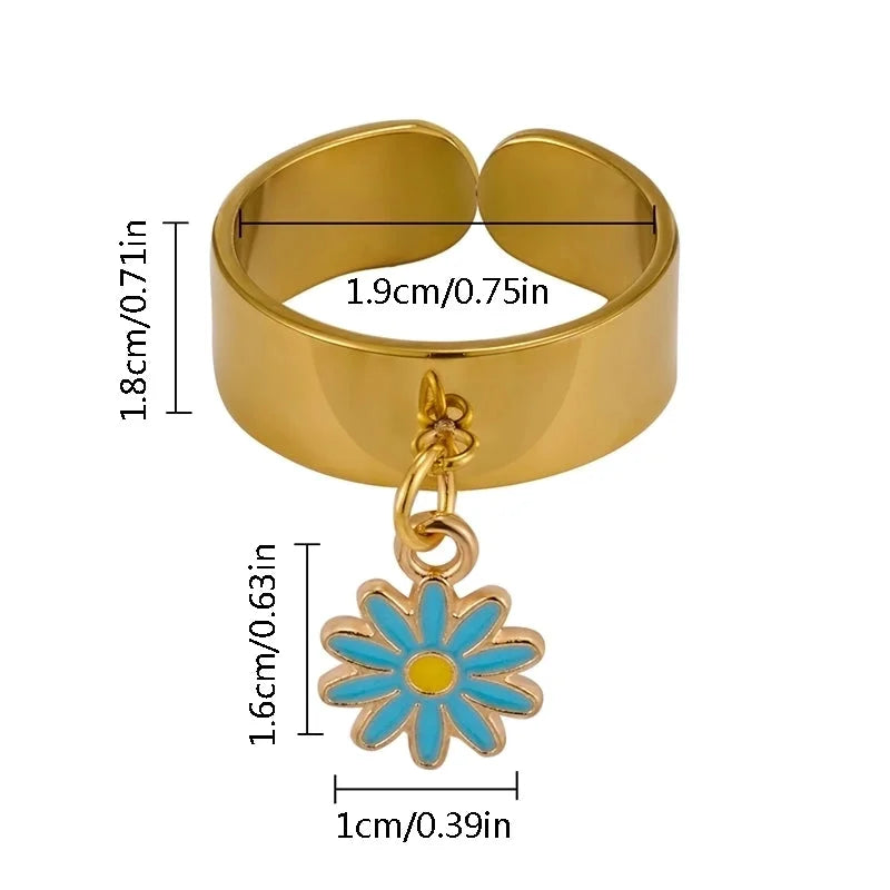 Elegant Retro Solid Color 304 Stainless Steel Enamel Open Rings