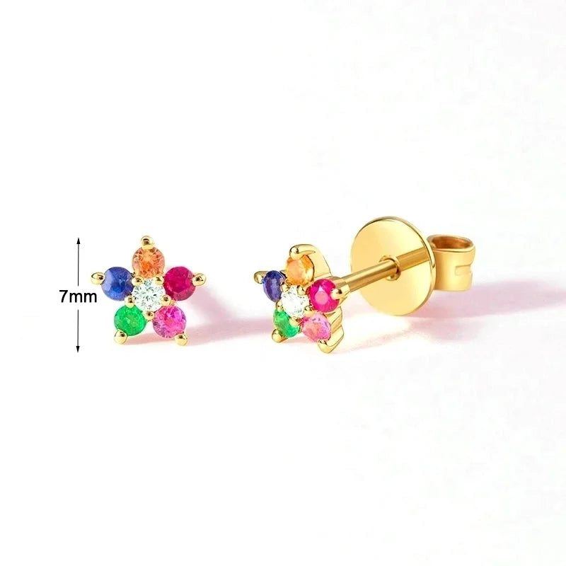 1 Pair Minimalist Flower Plating Inlay Copper Zircon White Gold Plated Gold Plated Ear Studs