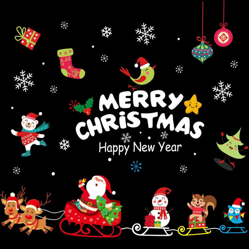 Christmas Cartoon Style Christmas Socks Snowman PVC Holiday Car Window Stickers