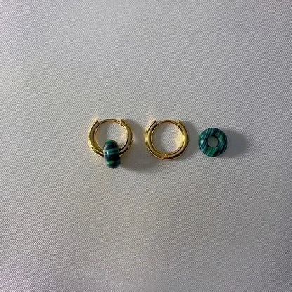 1 Pair Elegant Round Plating 302 Stainless Steel Natural Stone 18K Gold Plated Earrings