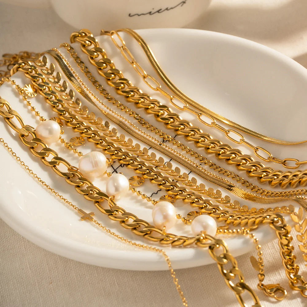 Women Minimalist Geometric Titanium Steel 18K Gold Plated Anklets