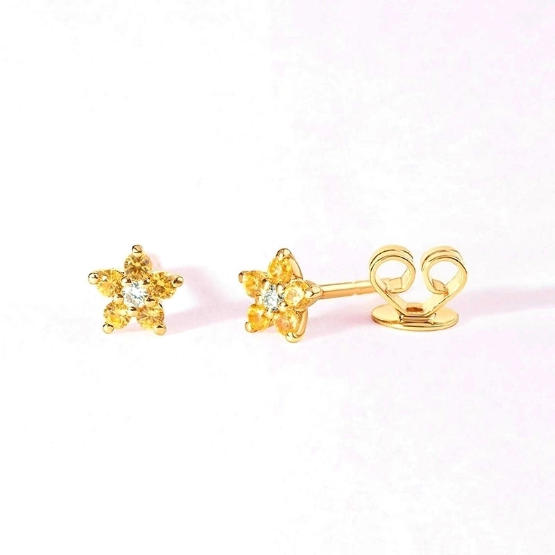 1 Pair Minimalist Flower Plating Inlay Copper Zircon White Gold Plated Gold Plated Ear Studs