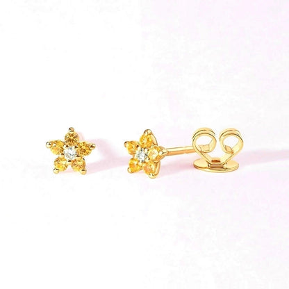 1 Pair Minimalist Flower Plating Inlay Copper Zircon White Gold Plated Gold Plated Ear Studs