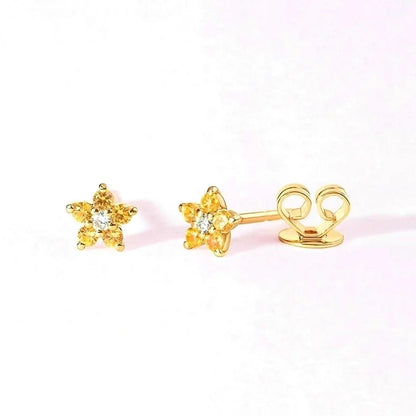 1 Pair Minimalist Flower Plating Inlay Copper Zircon White Gold Plated Gold Plated Ear Studs