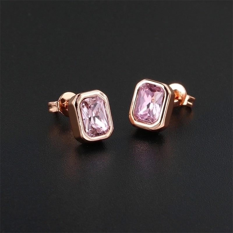 1 Pair Ig Style Minimalist Rectangle Plating Inlay Brass Zircon Rose Gold Plated White Gold Plated Ear Studs