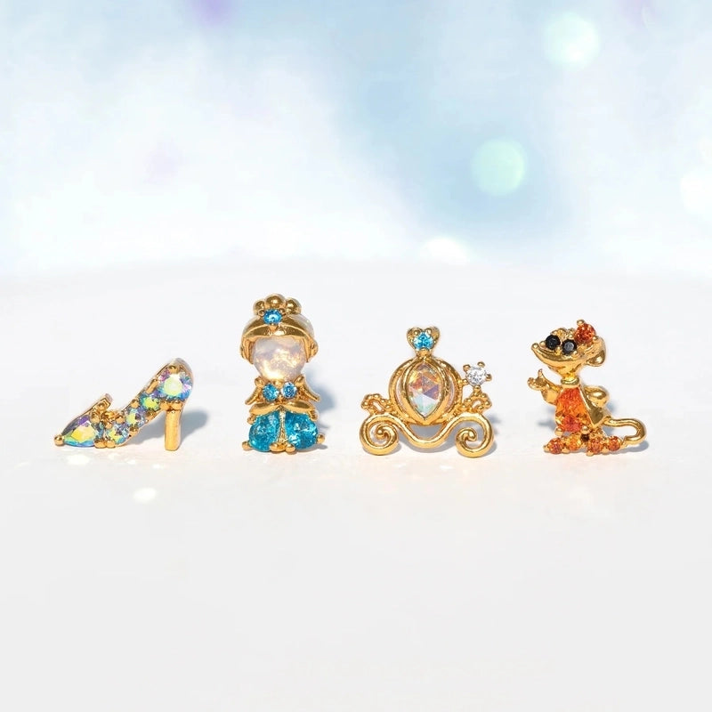 4 Pieces Set Cute Minimalist Cartoon Character Copper Copper Earrings Sets