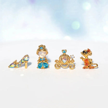 4 Pieces Set Cute Minimalist Cartoon Character Copper Copper Earrings Sets