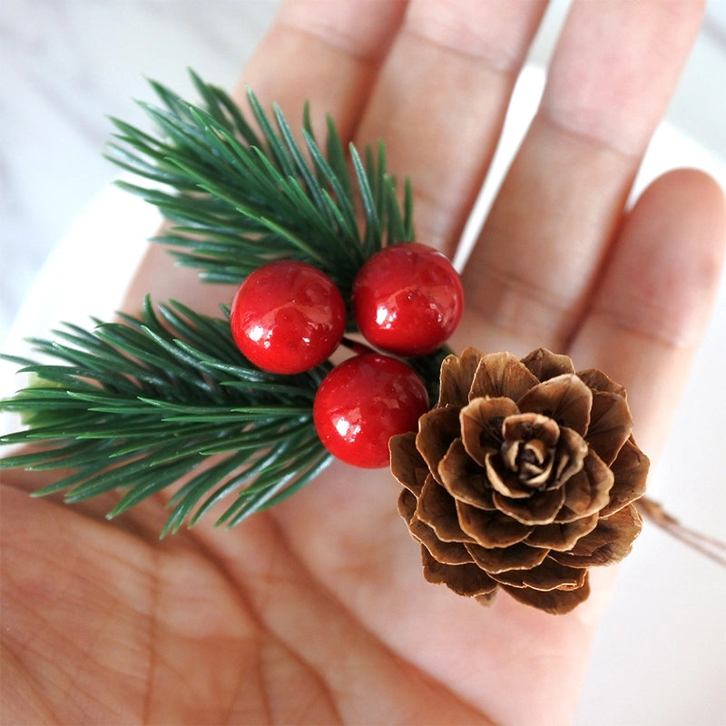 Christmas Decoration Pine Needle Christmas Tree Pine Cone Accessories Gift Box Decoration Pine Needle Berry Stem