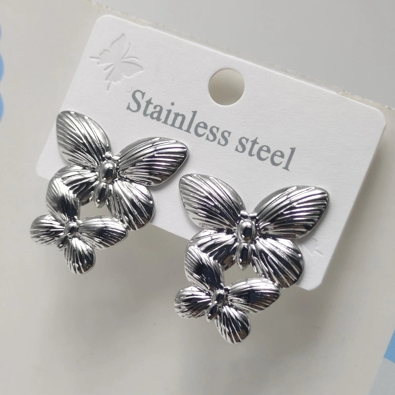 1 Pair Elegant Butterfly Bow Knot 304 Stainless Steel 18K Gold Plated Ear Studs