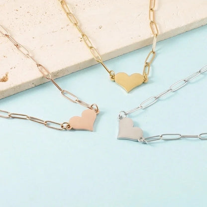 Minimalist Heart Shape 304 Stainless Steel Plating Pendant Necklace
