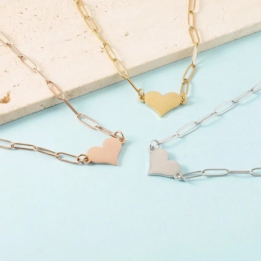 Minimalist Heart Shape 304 Stainless Steel Plating Pendant Necklace