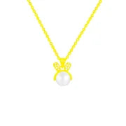 Elegant Classic Style Geometric Moon Bow Knot Titanium Steel Zircon Pendant Necklace