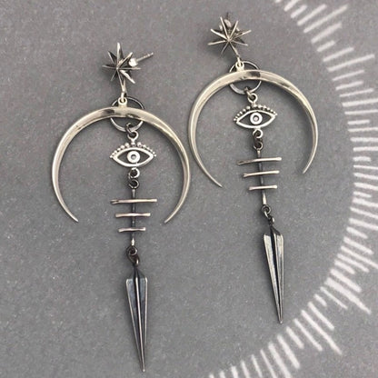 1 Pair Punk Devil's Eye Plating Metal Drop Earrings