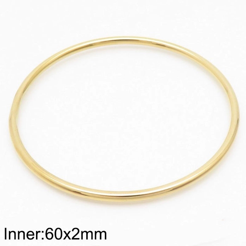 304 Stainless Steel 18K Gold Plated Minimalist Round Solid Color Bangle