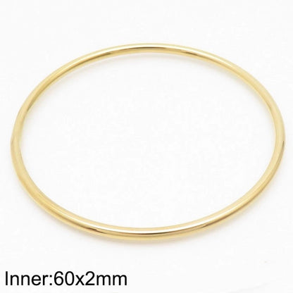 304 Stainless Steel 18K Gold Plated Minimalist Round Solid Color Bangle