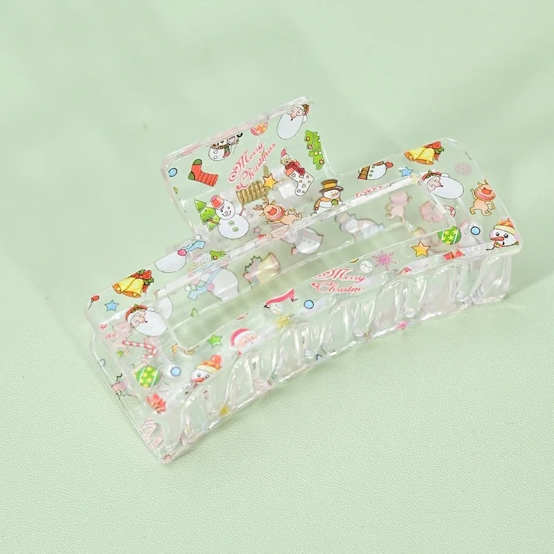 Christmas Sweet IG Style Women's Santa Claus Bell Snowman Plastic Hollow Out Hair Claws