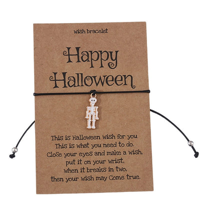 Halloween Pumpkin Ghost Skull Woven Bracelet Personalized Exaggerated Adjustable Hand Rope For Men And Women