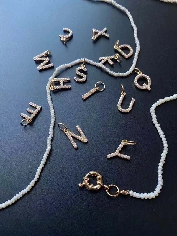 Fashion Letter Imitation Pearl Freshwater Pearl Copper Necklace
