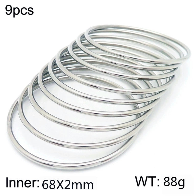 304 Stainless Steel 18K Gold Plated Minimalist Round Solid Color Bangle