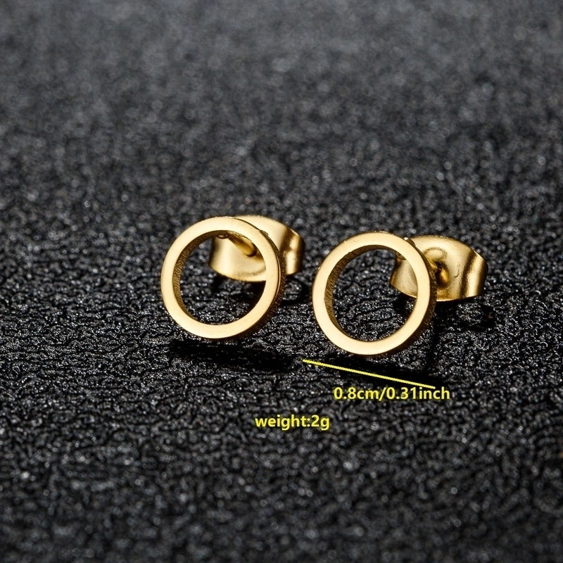 1 Pair Minimalist Classic Style Round Star Moon Hollow Out 304 Stainless Steel 18K Gold Plated Ear Studs