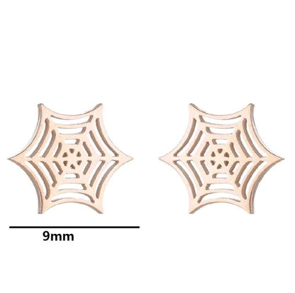 1 Pair Halloween Fashion Spider Web Plating Titanium Steel 18K Gold Plated Ear Studs
