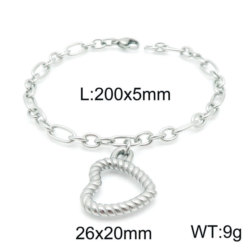 Minimalist Heart Shape Stainless Steel 18K Gold Plated Bracelets In Bulk