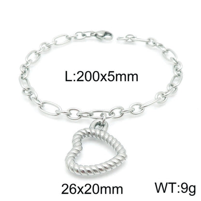 Minimalist Heart Shape Stainless Steel 18K Gold Plated Bracelets In Bulk
