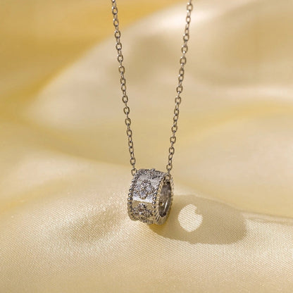 Titanium Steel Copper Plating Heart Shape Flower Bow Knot Pendant Necklace