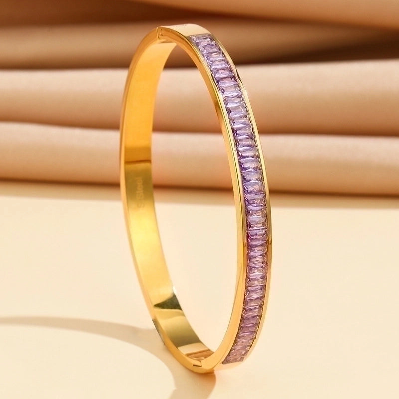 Elegant Minimalist Geometry 304 Stainless Steel 18K Gold Plated Zircon Stainless Steel Bracelets In Bulk