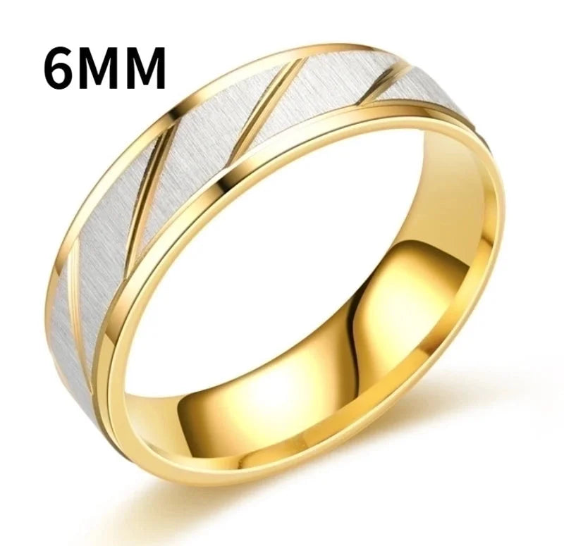 Fashion Golden Slash Stainless Steel Ring
