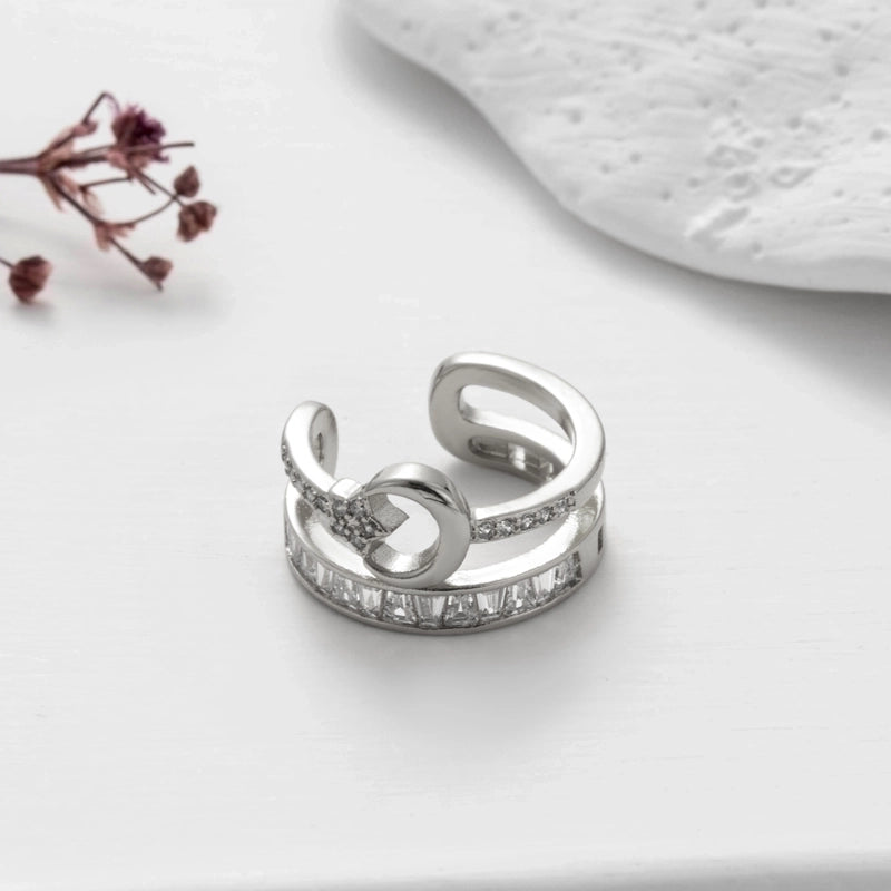 1 Piece Ear Cartilage Rings & Studs Cute Cool Style Geometric Heart Shape Copper Plating Inlay Zircon