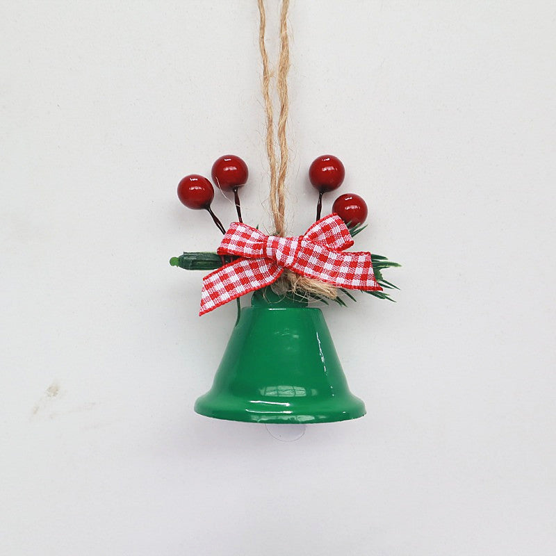 2 Pieces Christmas Decoration Christmas Tree Pendant Five Star Snowflake Bell Hemp Rope Berry Accessories Christmas Bell
