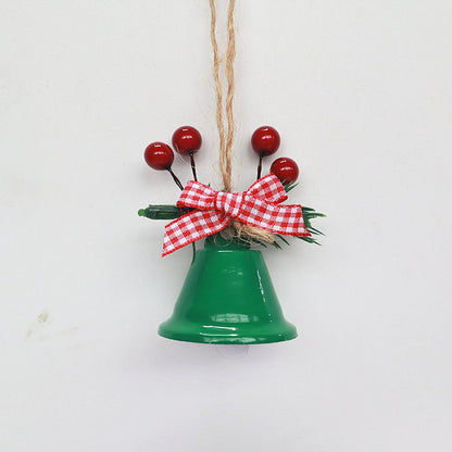 2 Pieces Christmas Decoration Christmas Tree Pendant Five Star Snowflake Bell Hemp Rope Berry Accessories Christmas Bell
