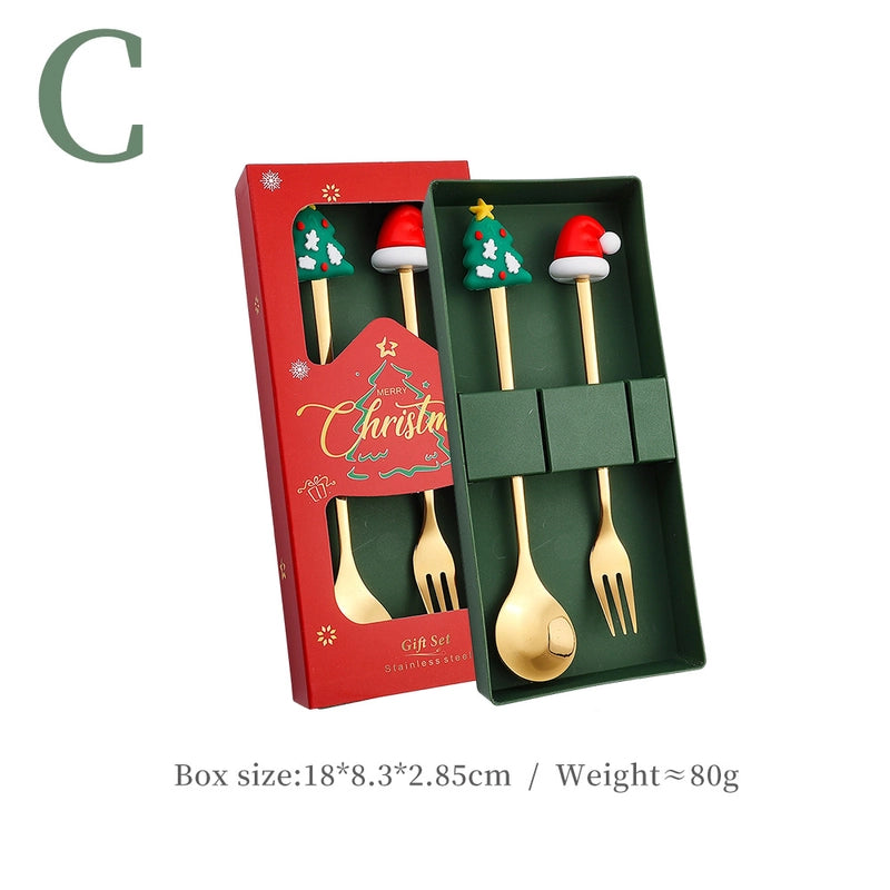 J Christmas Spoon Suit Cartoon Funny Christmas Tree Dessert Cake Spoon Creative Tableware Christmas Gift