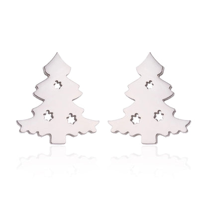 1 Pair Fashion Christmas Tree Plating 304 Stainless Steel 18K Gold Plated Ear Studs