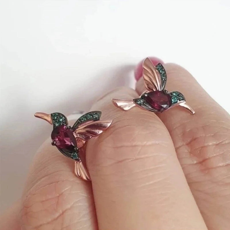 Fashion Bird Shaped Copper Inlaid Zircon Copper Earrings
